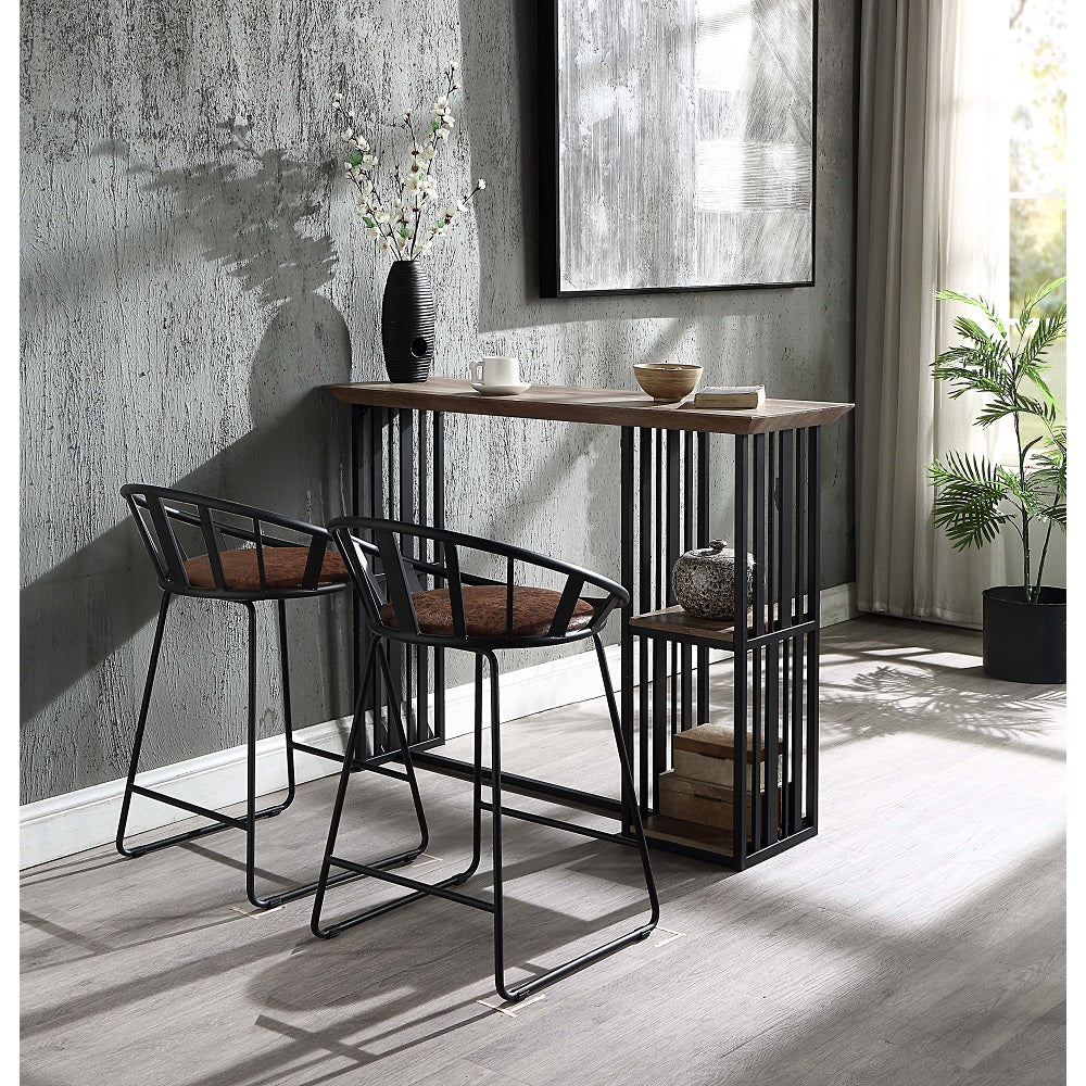 ACME Zudora Oak & Sandy Black Finish Zudora Counter Height Table Model DN01755