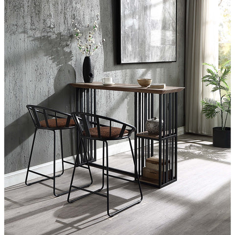 ACME Zudora Oak & Sandy Black Finish Zudora Counter Height Table Model DN01755