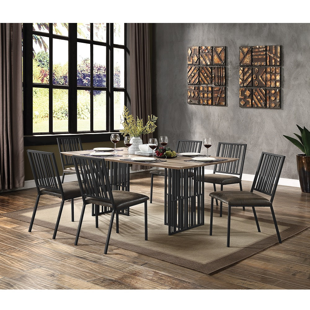 ACME Zudora Oak & Sandy Black Finish Zudora Dining Table Model DN01757
