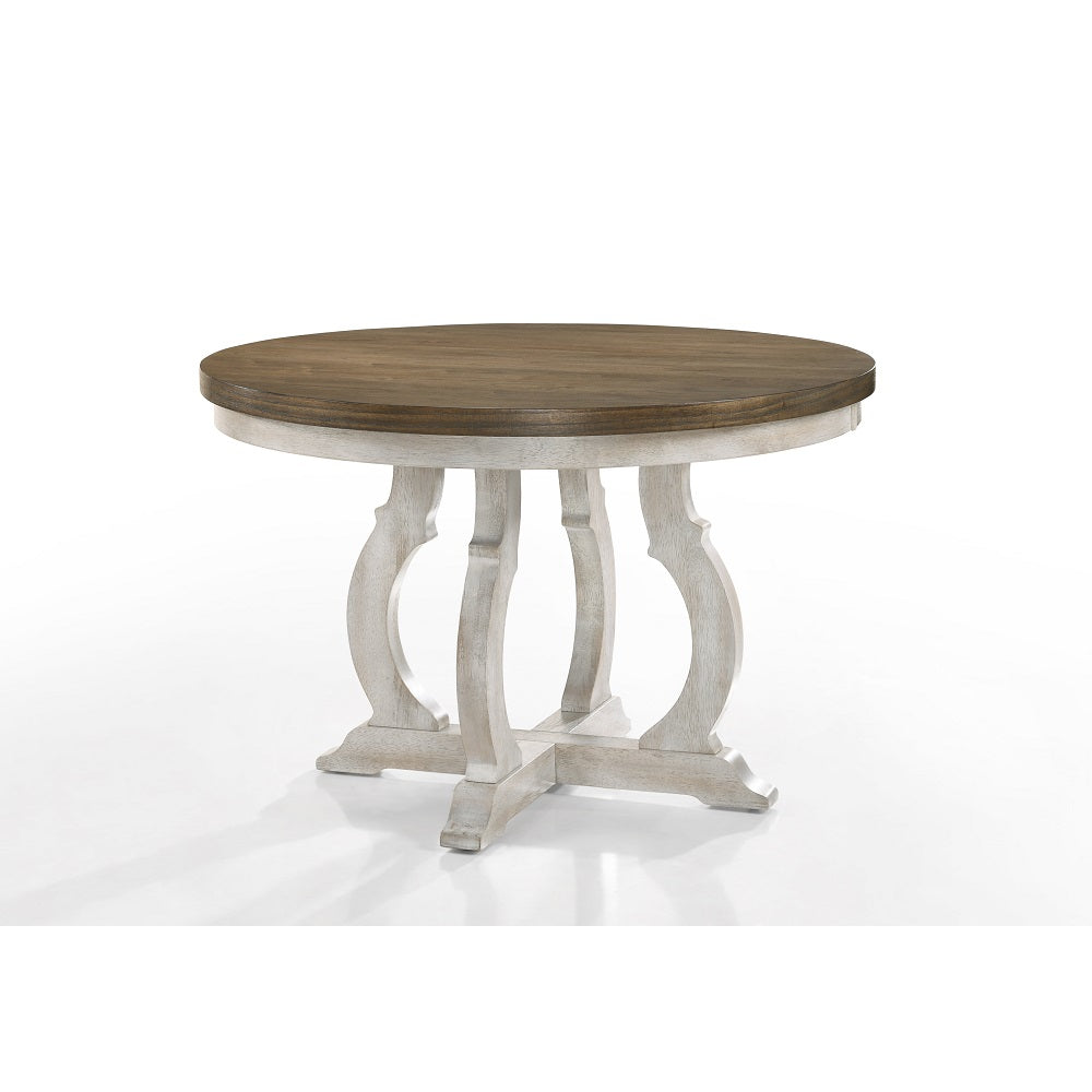 ACME Cillin Vintage Walnut & White Finish Cillin Dining Table Model DN01805