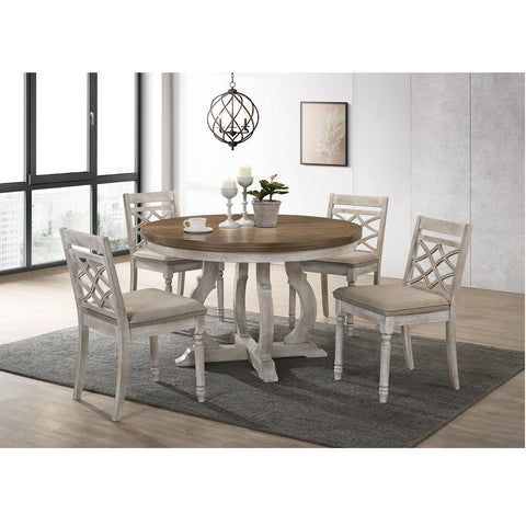 ACME Cillin Vintage Walnut & White Finish Cillin Dining Table Model DN01805