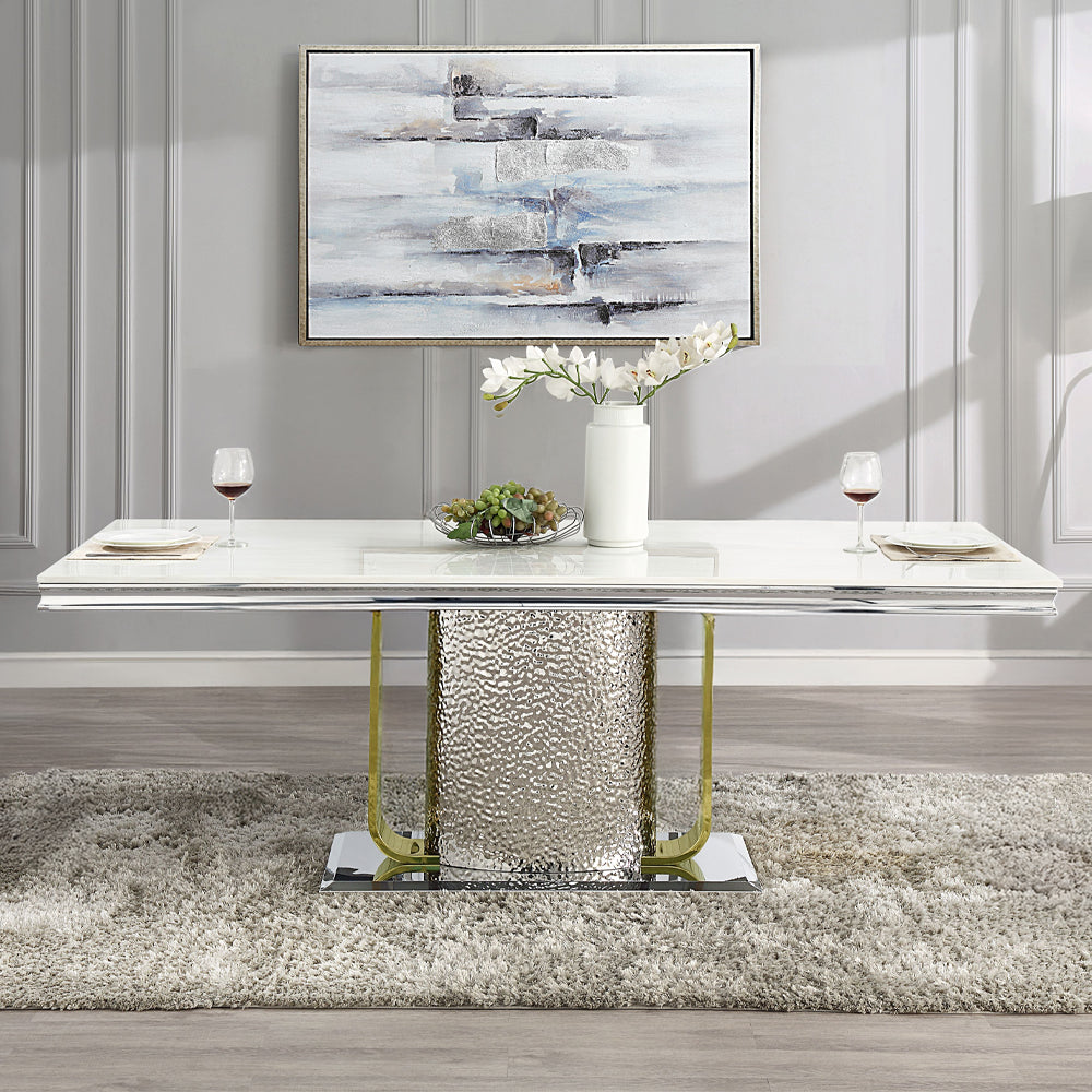 Fadri Dining Table W/Engineering Stone Top & Pedestal Base