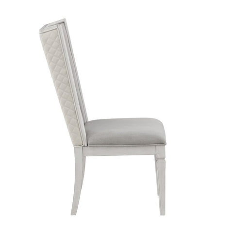 ACME Katia Light Gray Linen Weathered White Uphostered Side Chair (Set-2) Model DN02275