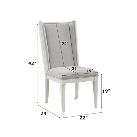 ACME Katia Light Gray Linen Weathered White Uphostered Side Chair (Set-2) Model DN02275
