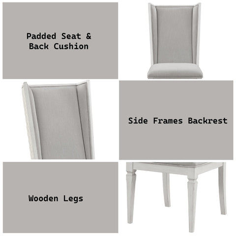 ACME Katia Light Gray Linen Weathered White Uphostered Side Chair (Set-2) Model DN02275