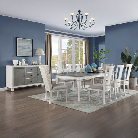 ACME Katia Light Gray Linen Weathered White Uphostered Side Chair (Set-2) Model DN02275