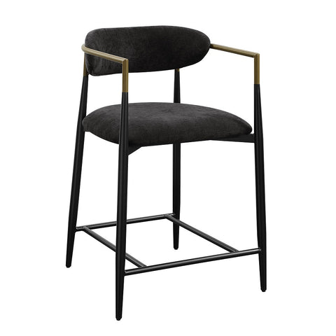 ACME Jaramillo Black Chenille Black Counter Height Chair (Set-2) Model DN02716