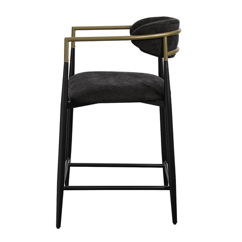 ACME Jaramillo Black Chenille Black Counter Height Chair (Set-2) Model DN02716
