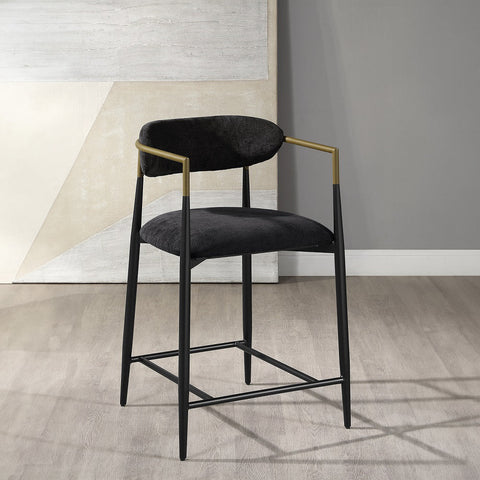 ACME Jaramillo Black Chenille Black Counter Height Chair (Set-2) Model DN02716