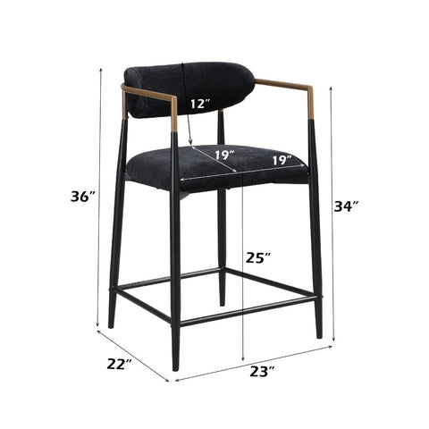 ACME Jaramillo Black Chenille Black Counter Height Chair (Set-2) Model DN02716