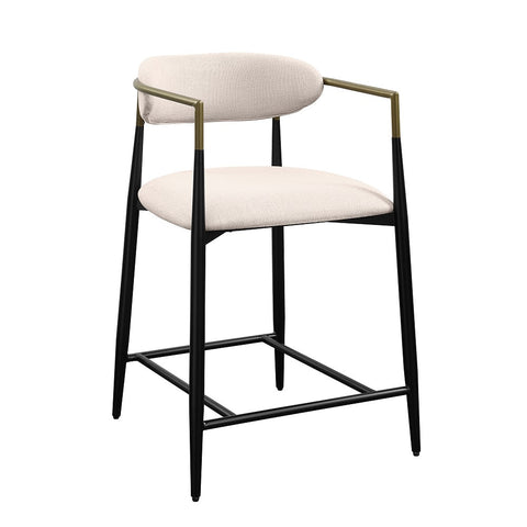 ACME Jaramillo Beige Linen Black Counter Height Chair (Set-2) Model DN02717