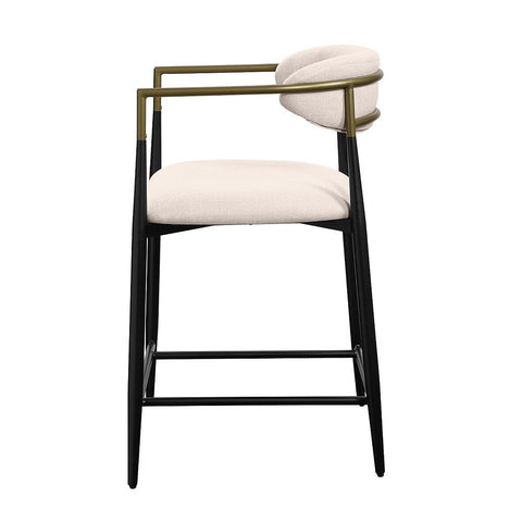 ACME Jaramillo Beige Linen Black Counter Height Chair (Set-2) Model DN02717