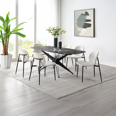 ACME Klaus Crystal Tempered Glass Top Black Dining Table Model DN03045
