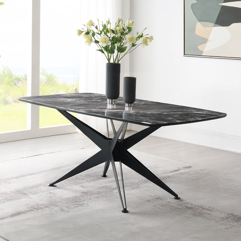 ACME Klaus Crystal Tempered Glass Top Black Dining Table Model DN03045