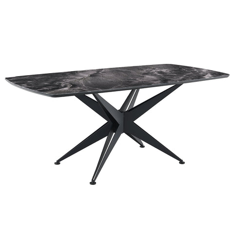 ACME Klaus Crystal Tempered Glass Top Black Dining Table Model DN03045