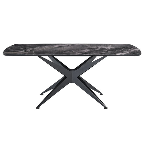 ACME Klaus Crystal Tempered Glass Top Black Dining Table Model DN03045
