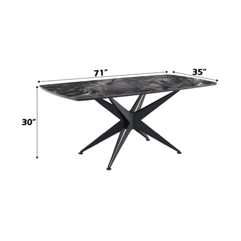 ACME Klaus Crystal Tempered Glass Top Black Dining Table Model DN03045