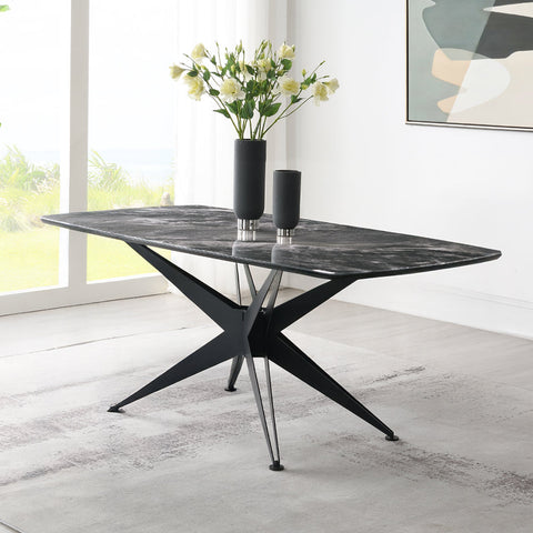 ACME Klaus Crystal Tempered Glass Top Black Dining Table Model DN03045