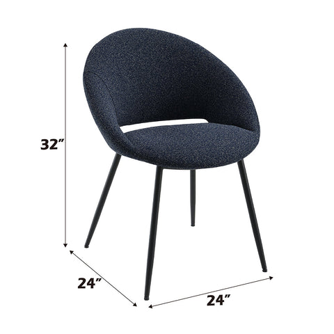 ACME Klaus Navy Boucle Black Side Chair (Set-2) Model DN03047