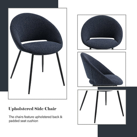 ACME Klaus Navy Boucle Black Side Chair (Set-2) Model DN03047