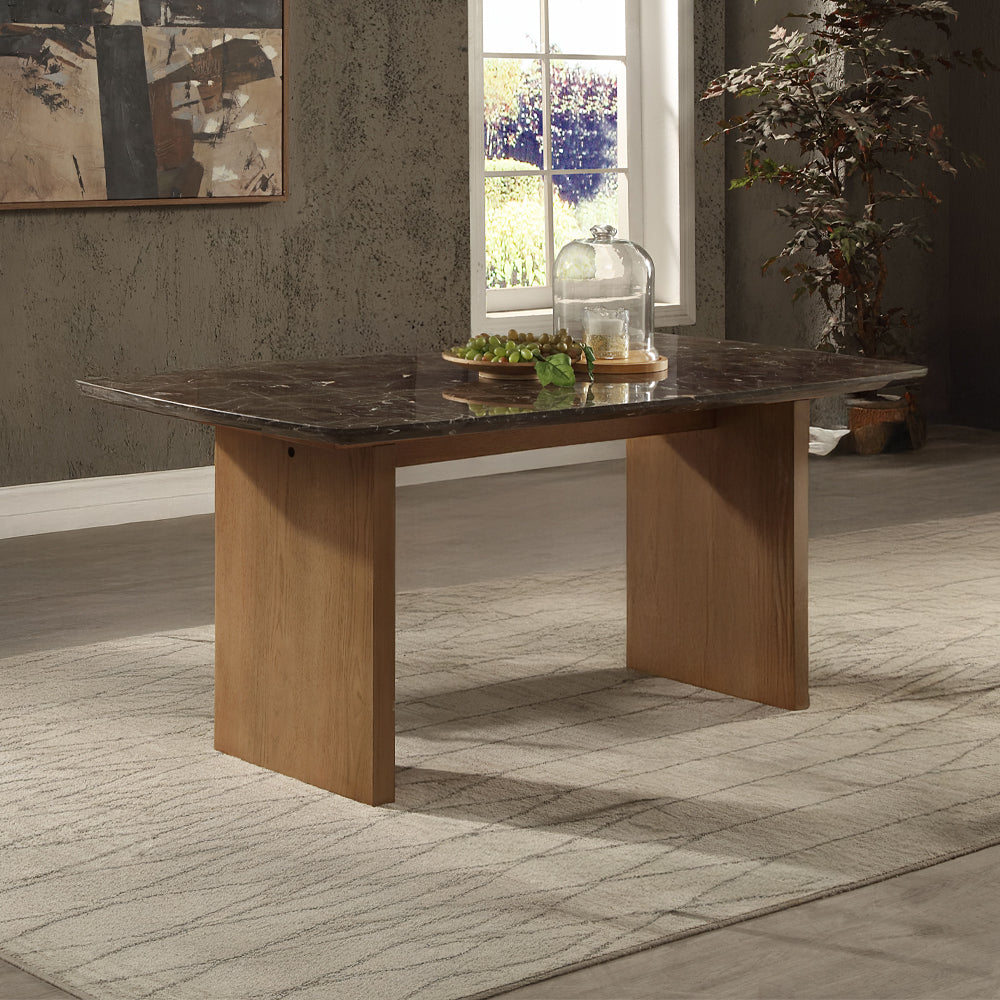 ACME Jaramillo Natural Marble Top Natural Dining Table Model DN03465