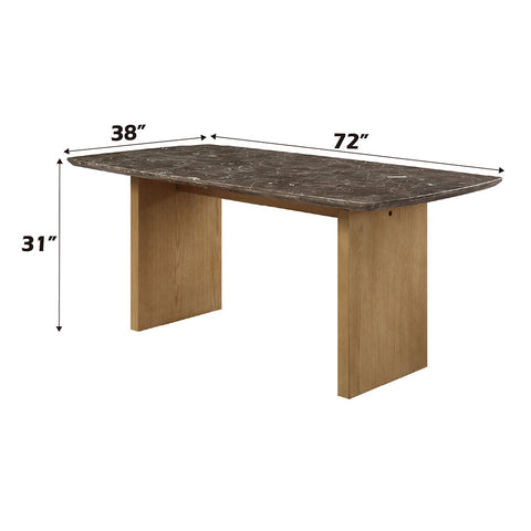 ACME Jaramillo Natural Marble Top Natural Dining Table Model DN03465