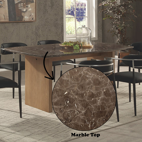 ACME Jaramillo Natural Marble Top Natural Dining Table Model DN03465
