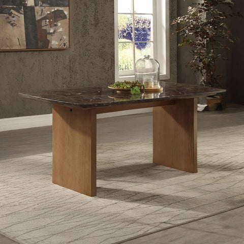 ACME Jaramillo Natural Marble Top Natural Dining Table Model DN03465