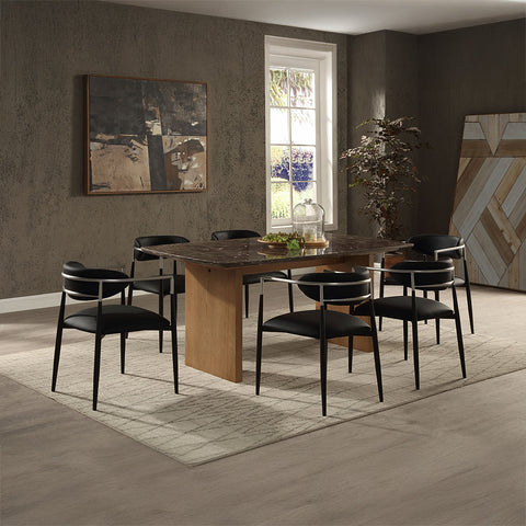 ACME Jaramillo Natural Marble Top Natural Dining Table Model DN03465