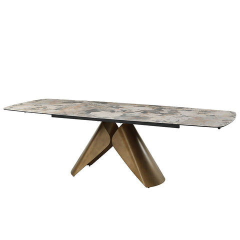 ACME Malika Ceramic Top Copper Cross Brushed Dining Table Model DN03595