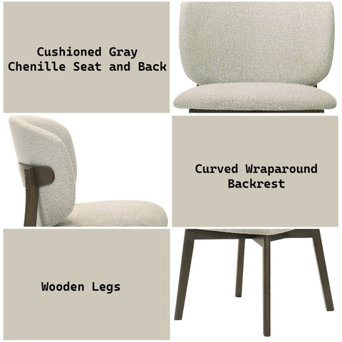 ACME Mallin Gray Chenille Walnut Side Chair (Set-2) Model DN03656