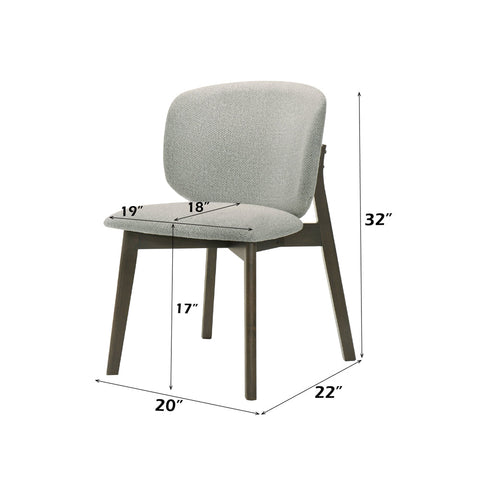 ACME Mallin Gray Chenille Walnut Side Chair (Set-2) Model DN03656