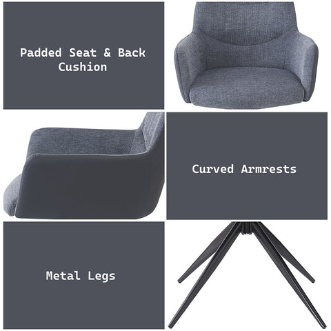 ACME Hester Gray Fabric Arm Chair (Set-2) Model DN03687