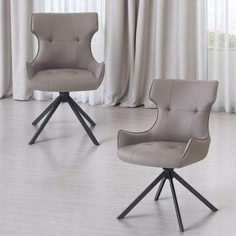 ACME Damita Camel Synthetic Leather Black Finsh Side Chair with Swivel (Set-2) Model DN03736