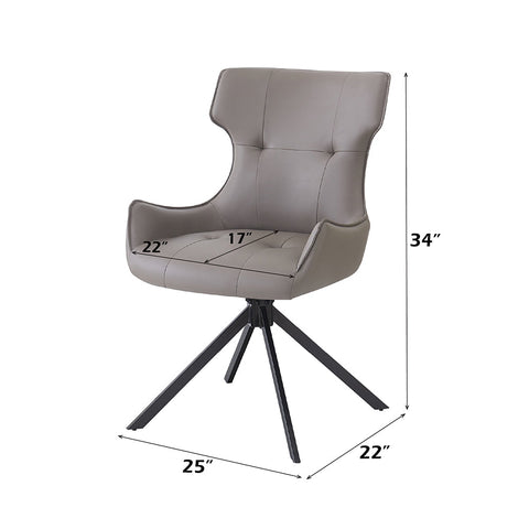 ACME Damita Camel Synthetic Leather Black Finsh Side Chair with Swivel (Set-2) Model DN03736