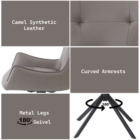 ACME Damita Camel Synthetic Leather Black Finsh Side Chair with Swivel (Set-2) Model DN03736