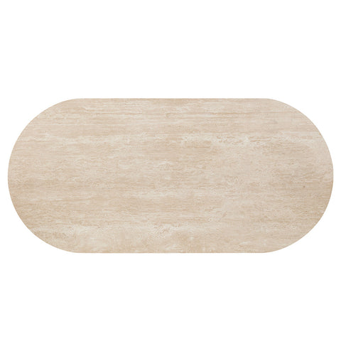 ACME Leonardo Travertine Top Dark Oak Dining Table Model DN04015