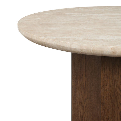 ACME Leonardo Travertine Top Dark Oak Dining Table Model DN04015
