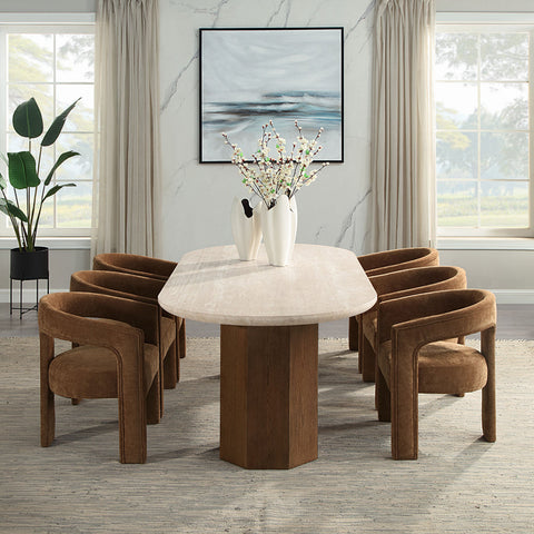 ACME Leonardo Brown Linen Arm Chair (Set-2) Model DN04016
