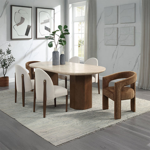 ACME Leonardo Brown Linen Arm Chair (Set-2) Model DN04016