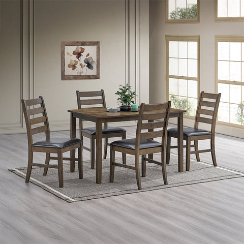 ACME Damica Brown Synthetic Leather Walnut Side Chair (Set-2) Model DN04031