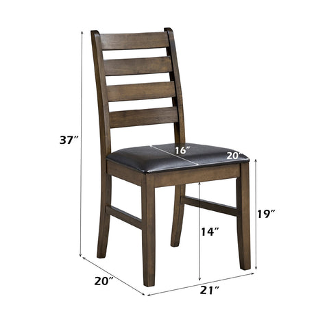 ACME Damica Brown Synthetic Leather Walnut Side Chair (Set-2) Model DN04031