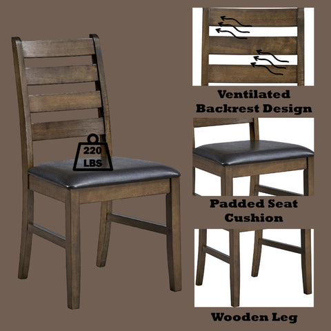 ACME Damica Brown Synthetic Leather Walnut Side Chair (Set-2) Model DN04031