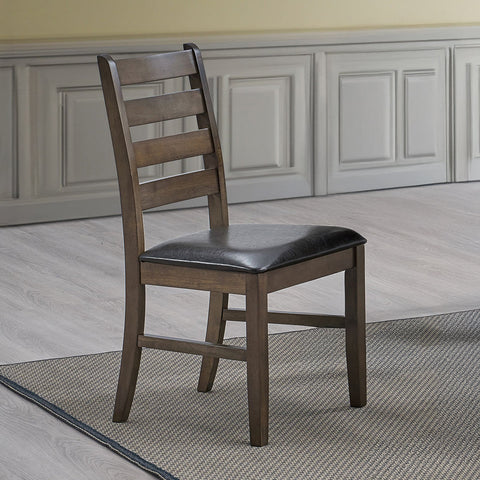 ACME Damica Brown Synthetic Leather Walnut Side Chair (Set-2) Model DN04031