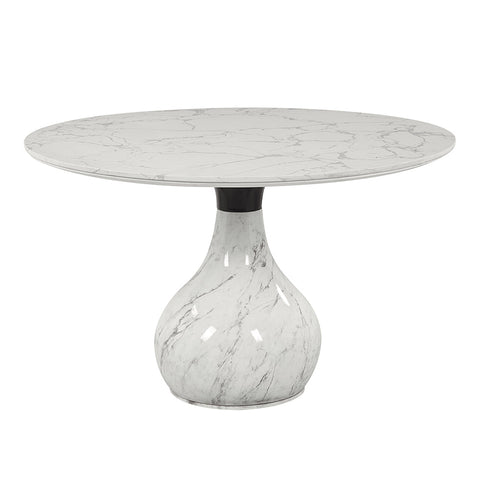 ACME Koen Engineering Marble Top White Black Round Dining Table Model DN04055