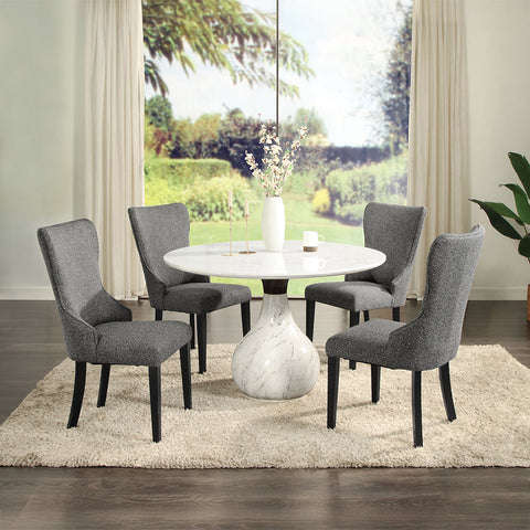 ACME Koen Engineering Marble Top White Black Round Dining Table Model DN04055