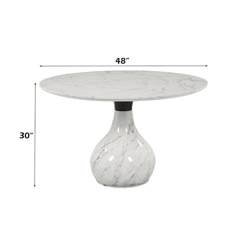 ACME Koen Engineering Marble Top White Black Round Dining Table Model DN04055