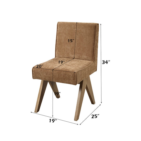 ACME Zoey Chocolate Chenille Oak Side Chair (Set-2) Model DN04076