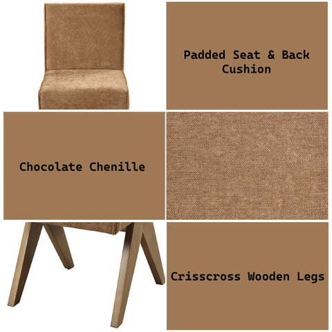 ACME Zoey Chocolate Chenille Oak Side Chair (Set-2) Model DN04076