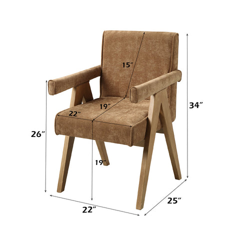 ACME Zoey Chocolate Chenille Oak Arm Chair (Set-2) Model DN04077